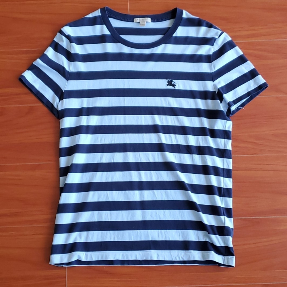 Burberry Blue Striped Cotton T-shirt